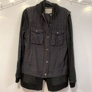 Free People Sweatshirt/Cargo Vest Layered Jacket